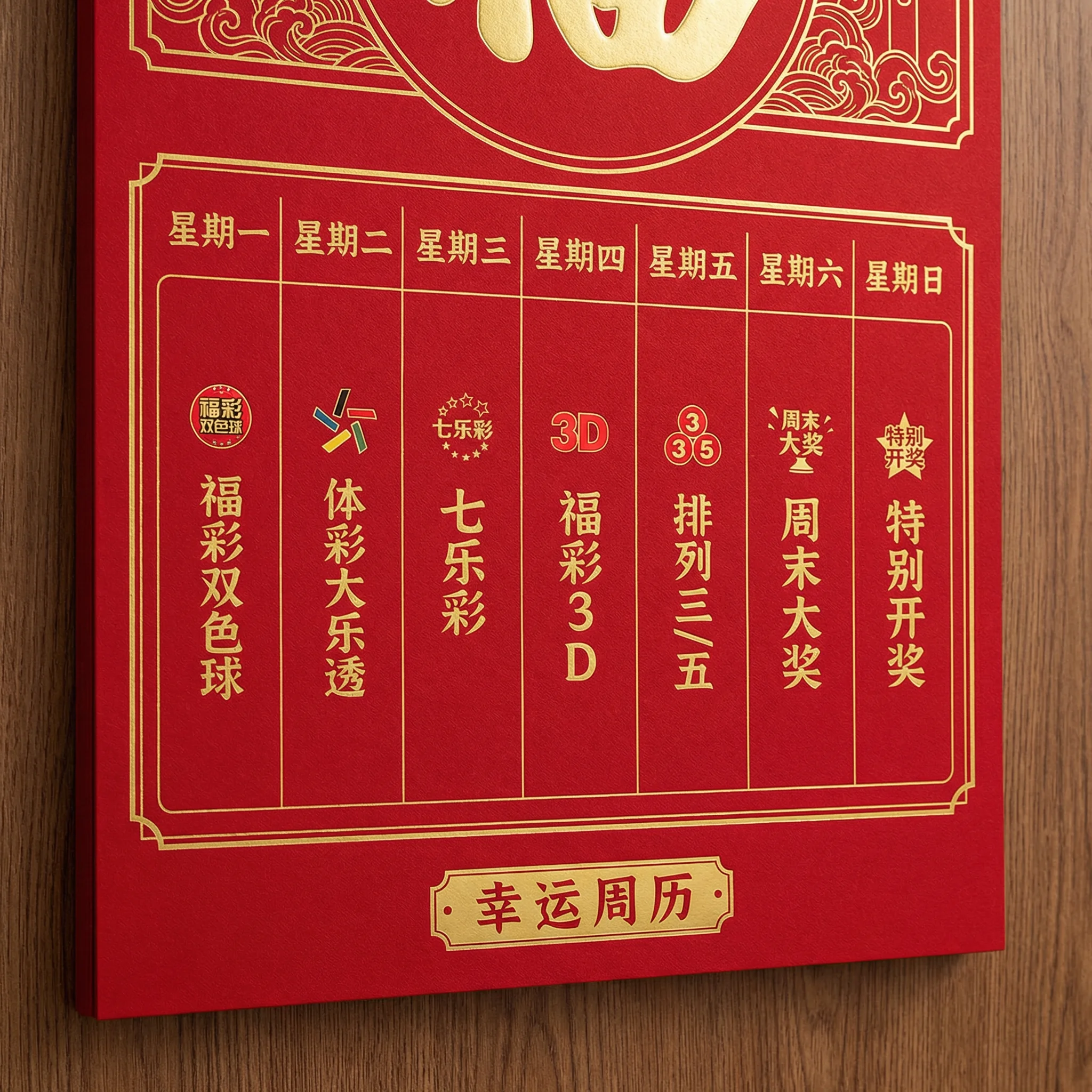 幸运刮刮乐开奖日历示意图
